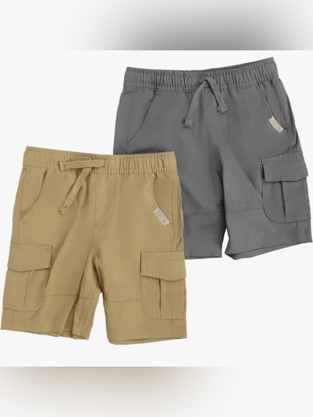 Weatherproof Boys 2-Pack Tech Cargo Shorts - Grey/Khaki - Size 6